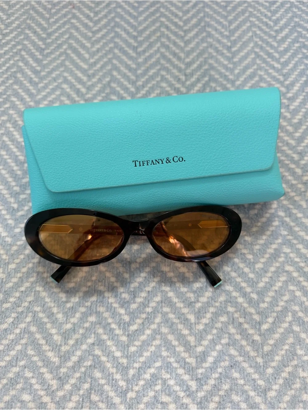 Tiffany & Co. Oval Sunglasses with Brown Lenses and Black Frames